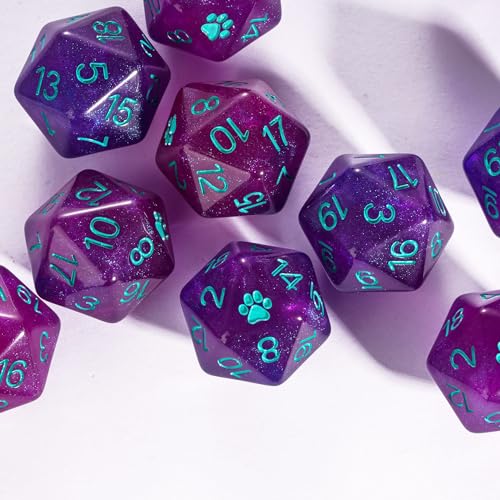 10 Pieces Purple D20 Dice, Set of 10, 20 Sided Dice D20 for DND RPG Tabletop Game - color: 10pcs D20 Purple