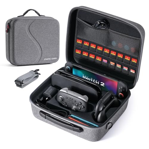 STARTRC GAMES Switch 2 All in One Carrying Case for Nintendo Switch 2, Portable Hard Travel Case with Game Card Slots, Portable Storage Carry Bag for Switch 2 Console Pro Controller Accessories - color: Grey