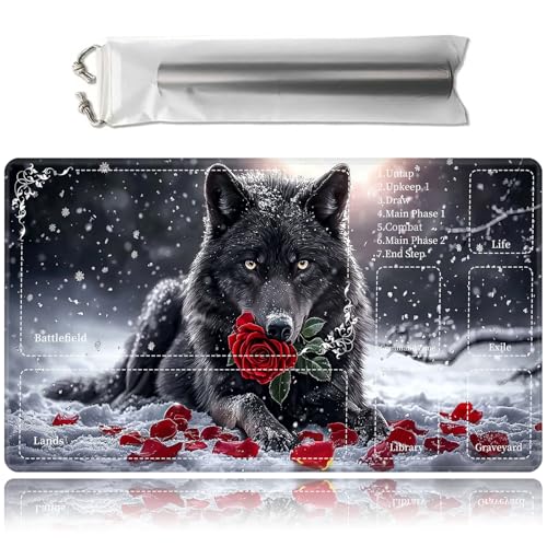MTG Playmat with Play Zones & Storage Bag | 24 x 14 Inch Non Slip Rubber Game Mat for TCG Board Games,Dual Use Smooth Mouse Pad-Retro Map - color: Retro Map, size: With Zones