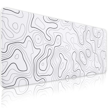 White Mouse Pad, Topographic Mouse Pad for Desktop | Large Gaming Mousepad, Stitched Edges & Non-slip Base, XL Long Mousepad for Desktop Office Gaming Home - color: Topographic Contour