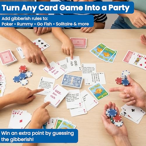 The Gibberish Guess Game Standard Playing Cards, Funny Word Games for Teens | Road Trip Travel Size Game, Family Friendly, Jibberish Silly Game Portable for Car Trip Activities, Boredom Buster for Kids