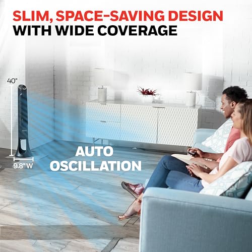 Honeywell QuietSet Whole Room Tower Fan, Oscillating Tower Fan with Remote, Black, HYF290B - color: Black