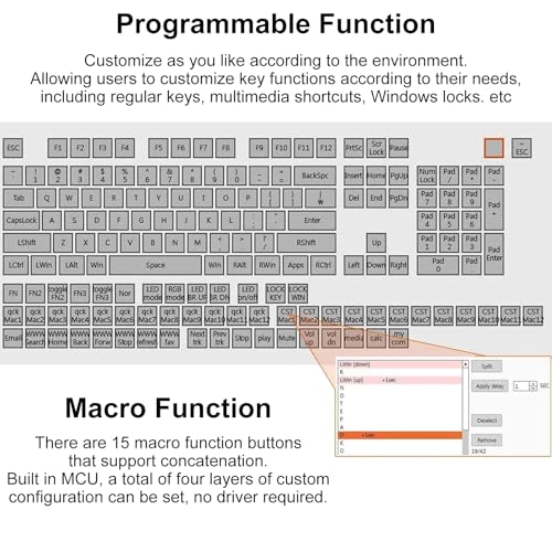 Macro Keyboard Mechanical Numpad One Handed Gaming 24 Macro Programmable Setting Keypad 9-Keys Number Pad Keyboard Electric Contest Game RGB Backlit Gaming Keyboard for Red Switch White Keycaps - style: Red Switch/RGB/White