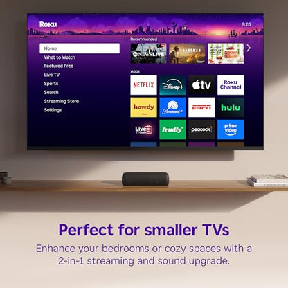 Roku Streambar SE, 4K Soundbar with Built-in Streaming Device | TV Soundbar with Built-in 4K/HD/HDR Streaming & Front Facing Speakers - Included Remote Control