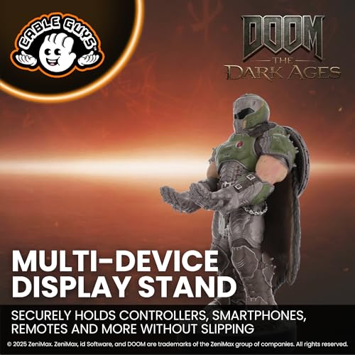 Cableguys Doomslayer Controller Holder & Phone Stand - Gaming Setup Accessories for Desk and Game Room, Controller Stand Compatible with Xbox, PlayStation & Most Standard Game Controllers