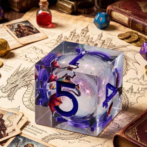 Dragon Pattern Polyhedral Dice Set, 7-Piece Clear Resin with Blue Numbers, D20 D12 D10 D8 D6 D4 D%, Fantasy Theme for Dungeons D and D RPGs, MTG, Pathfinder and Board Games - color: Resin Dragon-deep Blue