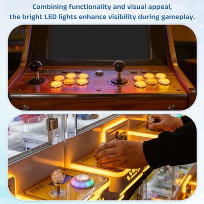 Nexarelle 2 Pcs Arcade LED Lights Push Button (24mm) - 5A 12/24V LED Illuminated Game Push Button for Arcade Machine/Fighting Stick/Video Gaming Controller, Yellow - color: Yellow