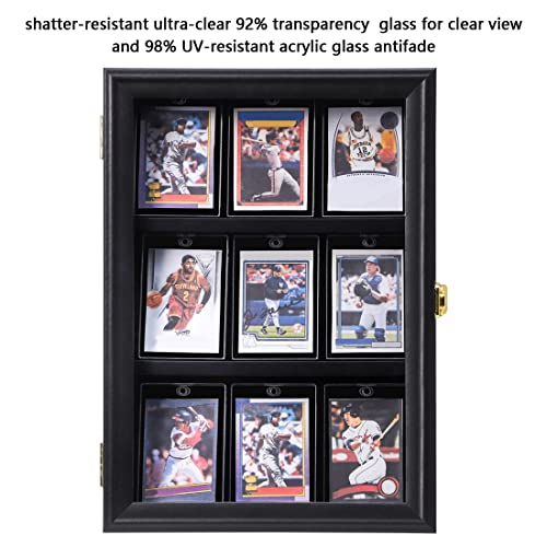 Verani Baseball Card Display Case - Sports Card Display Frame - Holds Sport Cards with UV Protection Clear View Lockable Wall Cabinet for Football Basketball Hockey Trading Card Black - size: Small-Vertical-Black