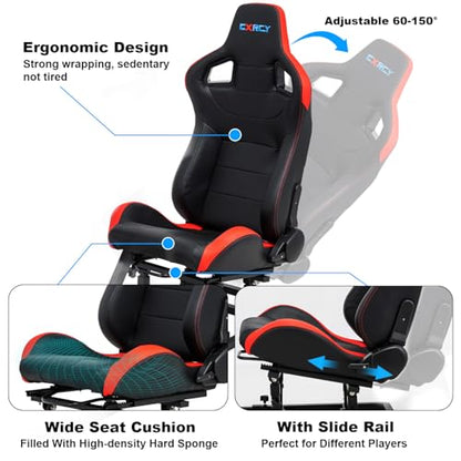 CXRCY Racing Simulator Cockpit with Seat, for G920 G29 G25 G27 | Adjustable backrest & slide rails. Formula/GT positions. Wheel & pedals not included. Fits Fanatec & Thrustmaster bases. - color: Black with quick detachable seat