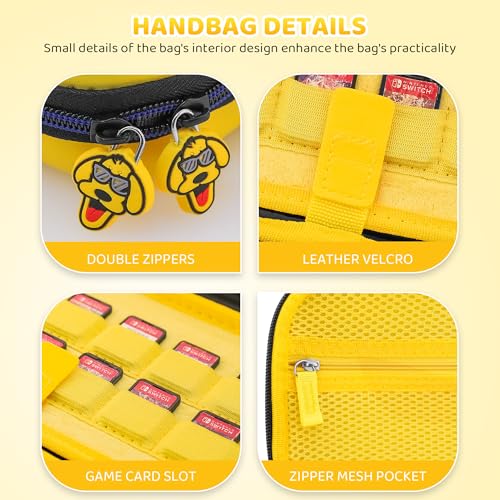 GLDRAM Yellow Travel Carrying Case for Nintendo Switch 2 | Shockproof & Portable Storage Case Hard Shell Single Bag with 12 Game Card Slots - color: Yellow