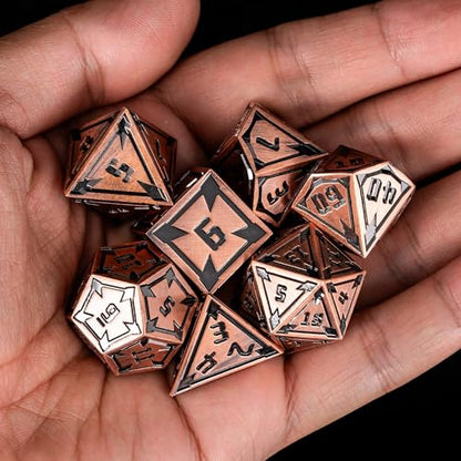 UDIXI Metal Dice Set D&D Heavy Metallic DND Dice for Tabletop Game (Copper) | 7-Pieces, Lozenge Pattern, Zinc Alloy Material, Gorgeous Gift Case, DM Gift, for Dungeons and Dragons Role Playing Games - color: Ancient Copper