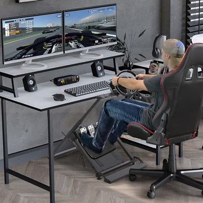 Garvee Racing Wheel Stand, Compatible with Logitech G25 G27 G29 G920 Thrustmaster T330TS Gaming Cockpit Height Adjustable Foldable Gaming Steering Wheel Stand NOT Included, Black