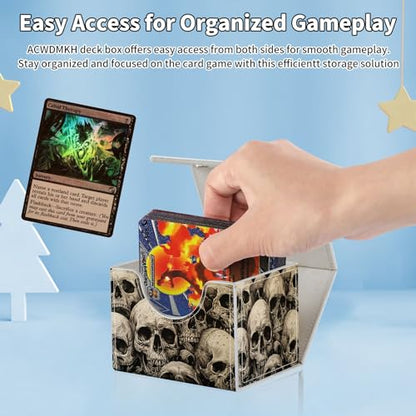 for MTG Commander Deck Box,Card Deck Box for Trading Yugioh MTG,Fits 100 Double Sleeved Cards,PU Leather Strong Magnet Case for Magic Commander TCG CCG,Art Skull - color: Art Skull
