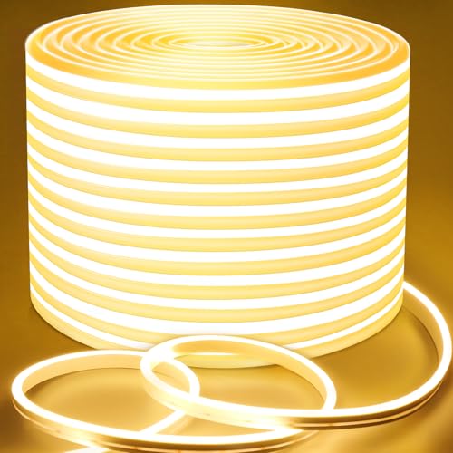 Lamomo LED Neon Lights, 32.8Ft Warm White Dimmable Led Rope Flex, 24V Waterproof LED Strip Lights, Silicone 3000K Neon Strip Lighting for Bedroom Indoor Home Decor - color: Warm White, size: 32.8FT