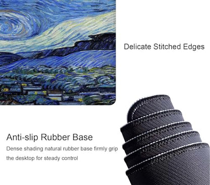 Gaming Mouse Pad, Large Non-Slip Rubber Base Mousepad, Keyboard Mouse Mat, Desk Pad with Stitched Edges, 31.5x11.8inch, Vincent Van Gogh - The Starry Night - color: Vincent Van Gogh - the Starry Night
