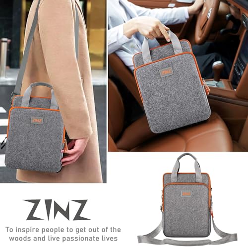 ZINZ Laptop Shoulder Bag 12.3-13 inch Case Sleeve, Expandable Handbag with Valuables Compartment Compatible with MacBook Air/Pro/Neo 13", iPad 12.9"/13"/11", Shockproof,Gray-Orange edge - color: Gray-orange Edge
