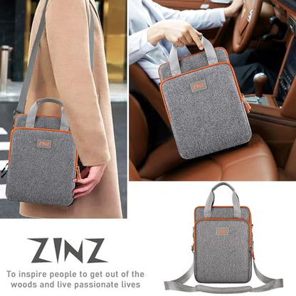 ZINZ Laptop Shoulder Bag 12.3-13 inch Case Sleeve, Expandable Handbag with Valuables Compartment Compatible with MacBook Air/Pro/Neo 13", iPad 12.9"/13"/11", Shockproof,Gray-Orange edge - color: Gray-orange Edge