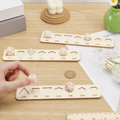 BENECREAT 3 Pcs Wooden Dice Tray, Polyhedral Display Tray, Antique White Storage Holder for Collectors, Dungeons and Dragons Game - color: Antique White