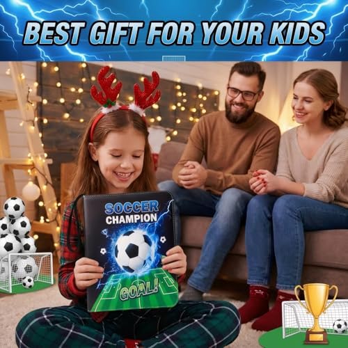 Trading Card Binder 9 Pocket, Soccer Card Binder Holds 900 Cards with 50 Removable Sleeves, Waterproof PU Leather with Zipper Card Collector Album Book Compatible with TCG Cards - color: Soccer