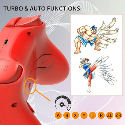 SUBSONIC - Switch and Switch 2 Wireless Controller - LED Pro controller Red | Pro Controller Gamepad for Nintendo Switch 2 and Nintendo Switch, Ergonomic, Programmable LED, Vibration Function, Gyroscope - color: Red