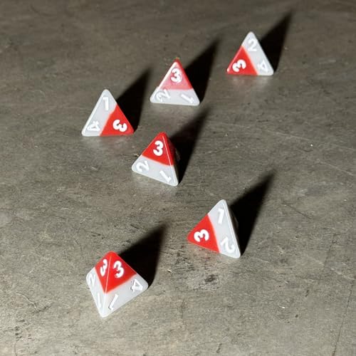 Modiphius Entertainment: Triangle Agency Dice Set (6d4) - 6 Piece, Red & Grey Resin Pyramid Die, Expansion RPG Accessory Pack, Roleplaying Game