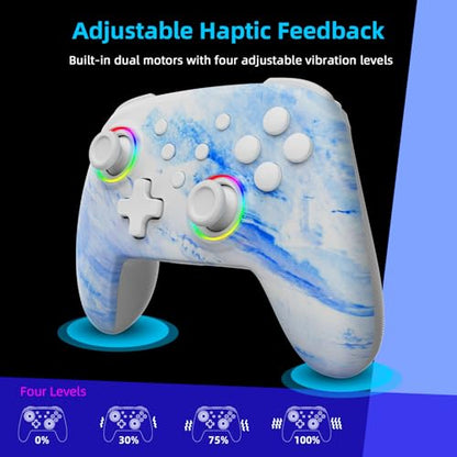 NexiGo Wireless Controller (No Deadzone) for Switch 2 and Switch, Extra Controllers for Nintendo Switch Controllers, Bluetooth Switch Controller, Turbo and LED Light (White & Blue) - color: Arctic Chiller, style: Regular