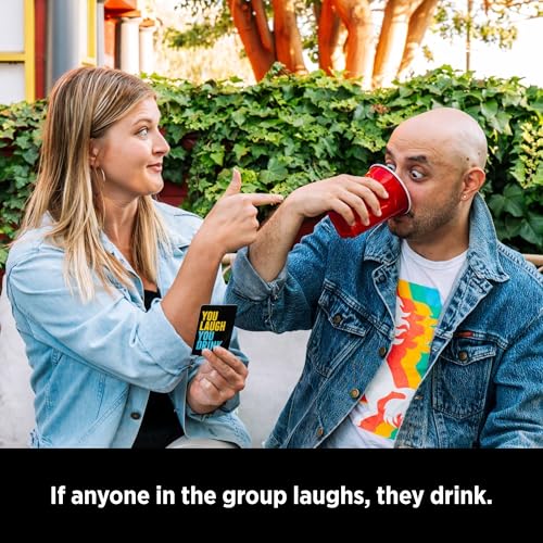 DSS Games You Laugh You Drink for People Who Can’t Keep A Straight Face [Try Not to Laugh Cards | Party Game for Adults | 150 Fun Prompt Cards for Game Nights, Pregames | Gift for Him]
