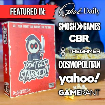Don't Get Stabbed!: The Party Game Where You Get to Kill Your Family and Friends (for Pretend). Exciting Card Game for Adults and Horror Gift for Scary Movie Fans. Great for Halloween.