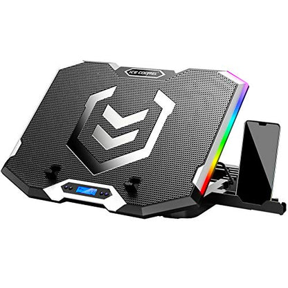 ICE COOREL Gaming Laptop Cooling Pad 15-17.3 Inch, Laptop Fan with 6 RGB Cooling Fans, Laptop Cooling Stand with 6 Height Adjustable, Laptop Cooler with LCD Screen, 2 USB Ports, Phone Stand - size: 6 Fans