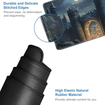 for MTG Game Playmat - 24 x 14 inches with Dices and Storage Bags, Non-Slip Base for TCG and Board Game Card Mats, Trading Card Games Mat, Night Castle Gates Pattern Collectible Card Playmats - color: Jv-playmat-p7-1-g199