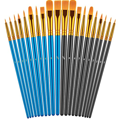 Paint Brushes Set, 20 Pcs Paint Brushes for Acrylic Painting, Oil Watercolor Acrylic Paint Brush, Artist Paintbrushes for Body Face Rock Canvas, Adult Drawing Arts Crafts Supplies, Blue+Black - color: Black,blue