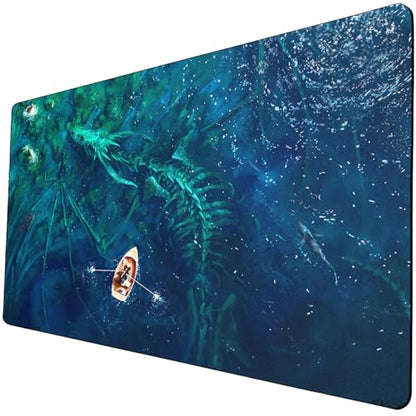 MTG Playmat, 24 x 14 Inches TCG Card Mat, Smooth Rubber Surface, Board Game Mats for MTG DTCG CCG RPG Trading Card - color: Sea Dragon
