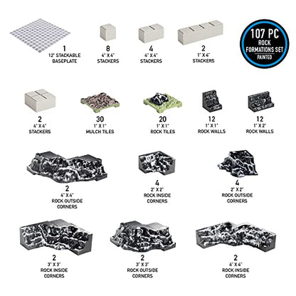 Monster Adventure Terrain 3D Interchangeable Builder System - 107pc Painted Rock Formation Set w Base - Build Modular Worlds in a Snap & Elevate Your Campaign - Compatible with DND Dungeons & Dragons - color: Rock Set