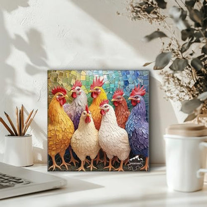 PICKFORU Colorful Roosters Puzzles for Adults 1000 Pieces, Mosaic Farm Chicken Jigsaw Puzzles 1000 Pieces, Difficult Art Animal Puzzle - style: Colorful Roosters