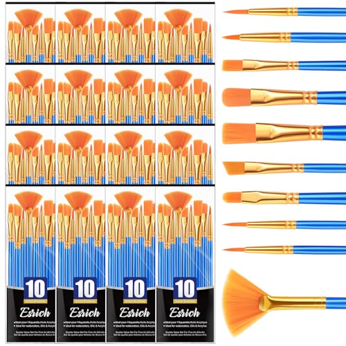 ESRICH Paint Brushes,16Packs -160Pcs Paint Brush for Acrylic Painting,Acrylic Paint Brush Set for Oil Watercolor,Body Face Rock Canvas, Small Paint Brushes for Kids Adult Drawing - size: 160p