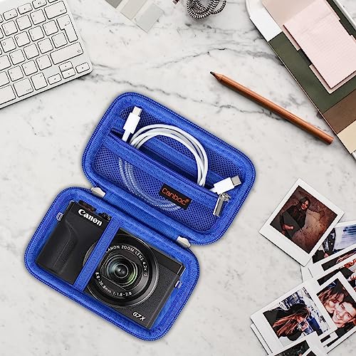 Canboc Camera Case for Canon PowerShot G7 X Mark III/ G7X Mark II Digital 4K Vlogging Camera, Point and Shoot 4K Video Camera Bag, Zipper Mesh Pocket fits USB Cable, Batteries, Blue - color: Blue