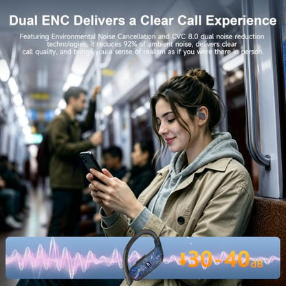 Wireless Earbuds 120hrs Bluetooth 6.1 Headphone Sport, 2026 Bluetooth Earbuds with Fast Charging Case Dual LED Display Earphones ENC Noise Cancelling Mic with Easy Button Controls, IPX7 Waterproof