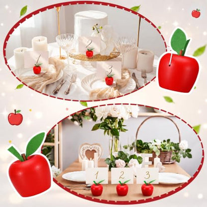 Leinuosen 24 Pcs Resin Apple Place Card Holder Rosh Hashanah Red Apple Table Number Holder Name Place Centerpieces Photo Stand for Rosh Hashanah Party Wedding Birthday Party Favors - style: Apple