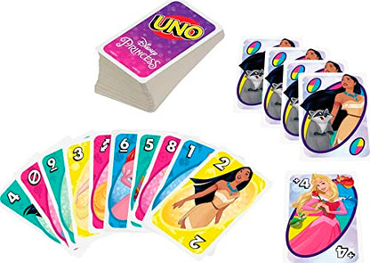 Mattel Games UNO Disney Princesses Matching Card Game, 112 Cards with Unique Wild Card & Instructions for Players 7 Years & Older, Gift for Kid, Family & Adult Game Night - style: UNO Disney Princess