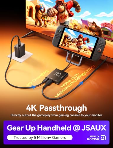 JSAUX Video Capture Card Intended for Nintendo Switch 2/Steam Deck/ROG Ally | 4K 60Hz HDMI Passthrough, 1080P 60FPS Record, Compatible with Nintendo Switch 2/Steam Deck/ROG Ally/Legion/Phone/Laptop