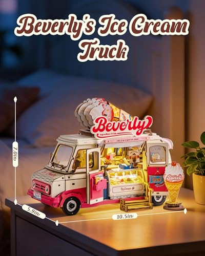 3D Wooden Puzzles for Adults - Ice Cream Truck Model Kit DIY Building Set, 290pcs Wood Craft Home Desk Decor, No Glue Needed Creative Gift for Family and Friends