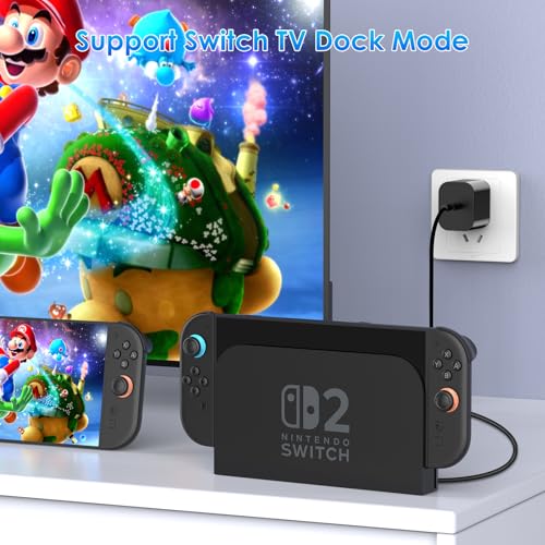 60W Charger for Nintendo Switch 2, Fast Charging USB C Cable for Switch 2 Accessories, AC Adapter with 5FT Cable Compatible with Nintendo 2,Lite,OLED,Steam Deck - Support TV Mode - size: 5FT