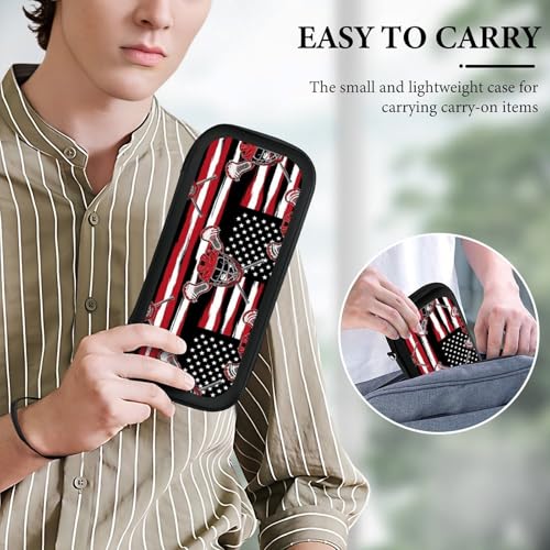 PPIKTC Portable Hard Shell Case Compatible with Nintendo Switch, Travel Carrying Storage Bag with 15 Game Cartridges, Lacrosse American Flag - color: Design (332)