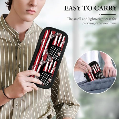 PPIKTC Portable Hard Shell Case Compatible with Nintendo Switch, Travel Carrying Storage Bag with 15 Game Cartridges, Lacrosse American Flag - color: Design (332)