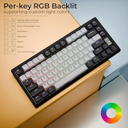 OOCTPK Mechanical Keyboard, Chilkey ND75 LP Wireless Gaming Keyboard with LCD Screen, Bluetooth 5.3/2.4G/USB-C, Hot Swappable Per-Key RGB Custom, Thin Front, Wrist Rest, Full-Aluminum, PC/Mac Support - color: Black