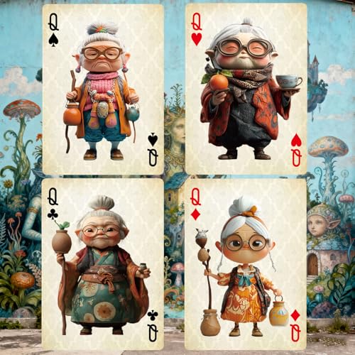Playing Cards, Retro Style Poker Cards, Fantasy World Theme Poker Cards, 54 Unique Illustrations Playing Card, Double-Sided Anti Slip Pattern Design, Suitable for Collection and Gift.