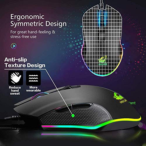 One Hand Gaming Keyboard and Mouse Combo, Wired 39 Keys Mechanical Feel Rainbow Backlit with Wrist Rest For PC/Xbox/PS4 Portable Mini Single-Handed Keyboard&RGB Gaming Mouse(Black)