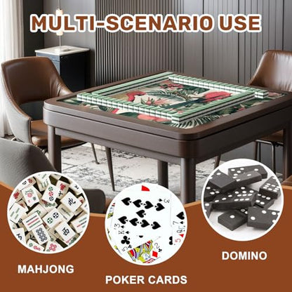 Mahjong Mat 31.5" x 31.5" Tropical Leaves Flowers Frangipani Birds Paradise Parrot Abstract Non-Slip Noise Reduction Mahjong Tiles Table Cover for Dominoes Poker Card Board and Tile Games - color: Color8