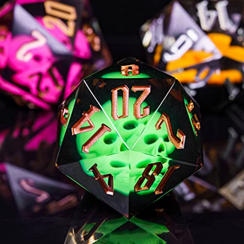 Cusdie Large D20 Dice 55mm with Sharp Edges, D&D 20 Sided Dice, Handmade DND Giant D20 for RPG, Table Games(Green Skull) - color: Green Skull