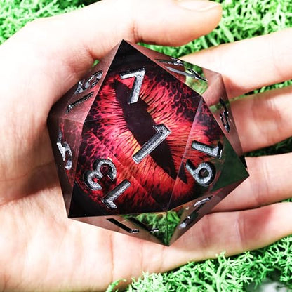 Mini Planet 50mm Chonk D20 Liquid Core Polyhedral Sharp Edge Handmade Resin Dragon Eyeball Dice - color: Dragon Eye Dice 3